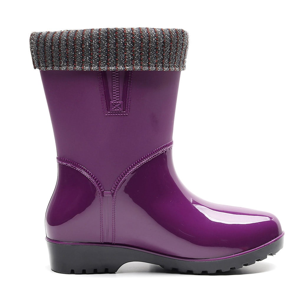 Mepaouo Rain Boots for Women Mid Calf Rubber Waterproof Garden Work Water Rainboot for Outdoor