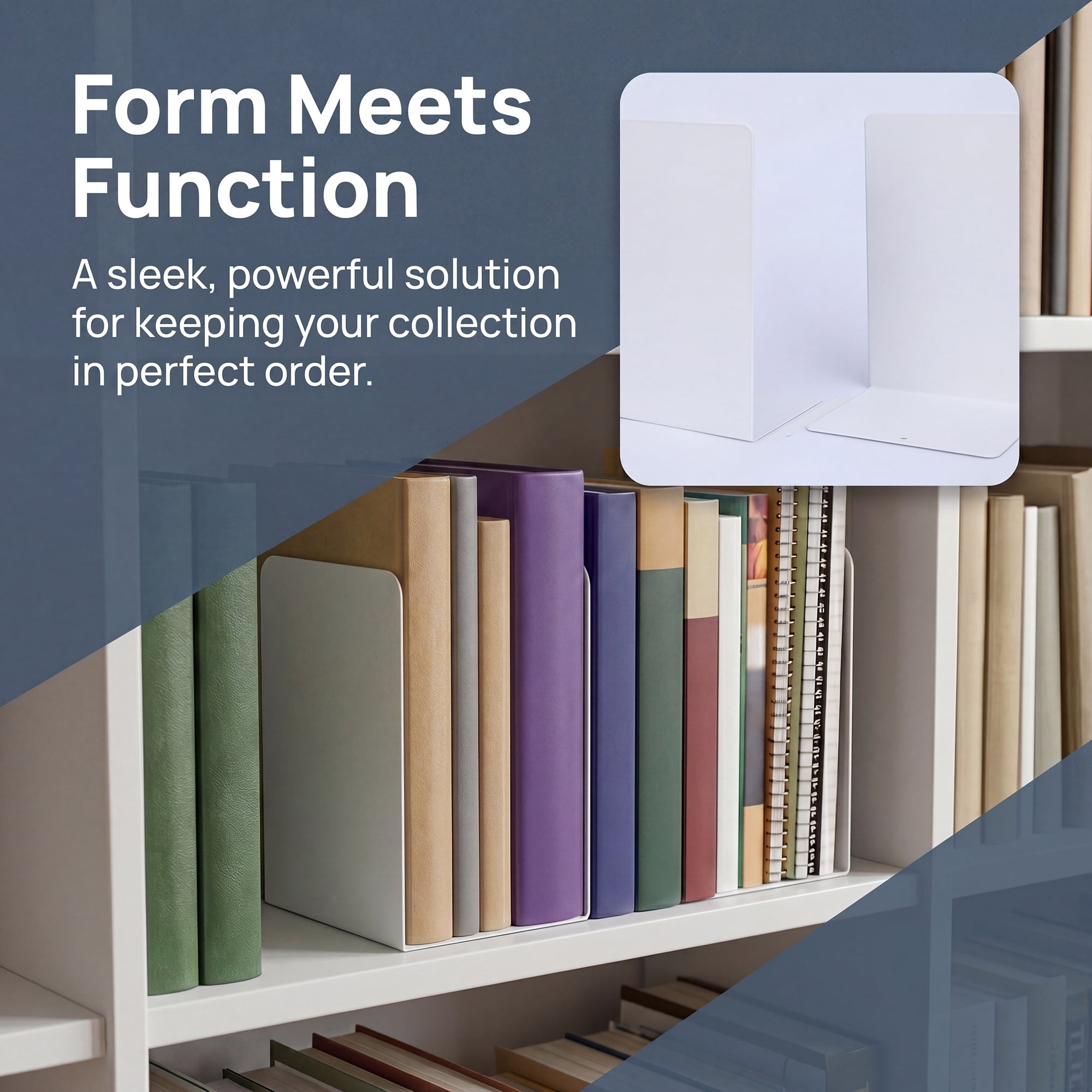 Unique Bargains Expandable L-Shaped Bookends with Compartments Home 2 Pcs Pear White 5.2"L x 4.1"W x 7.7"H
