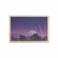 thumbnail image 1 of Cityscape Wall Art with Frame, Old City Illustration Houses Buildings Full Moon Starry Night Sky Silhouette, Printed Fabric Poster for Bathroom Living Room, 35" x 23", Purple Navy, by Ambesonne, 1 of 2