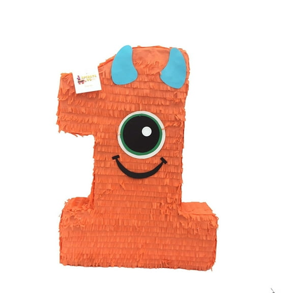 APINATA4U 20'' Tall Orange Number One Piñata with Large Eye Monster Theme Party Favor