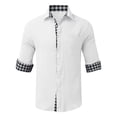 thumbnail image 4 of Mens Shirts Button Down 2025 Spring New Long Sleeve Large Collar Business Checkered Color Dark Gray Men Fall Clothes size XXXL, 4 of 5