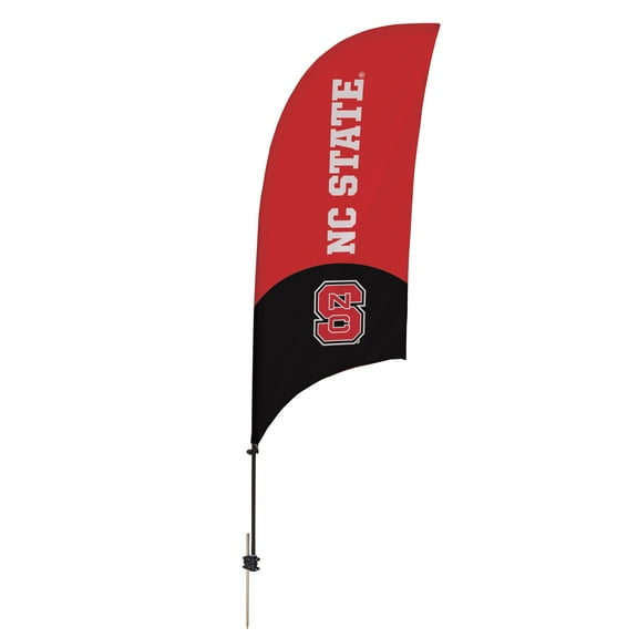 North Carolina State Wolfpack 7.5' College Sports Printed Feather Flag with Spike Base - NCAA Licensed - Super Polyester - School Banner (Red, Black, White)