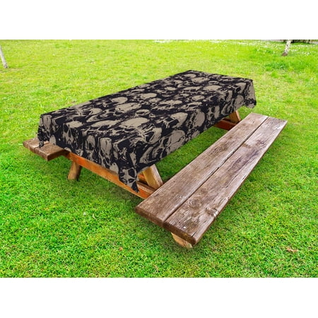 

Skull Outdoor Tablecloth Grunge Scary Skulls Sketchy Graveyard Death Evil Face Horror Theme Design Decorative Washable Fabric Picnic Tablecloth 58 X 104 Inches Charcoal Grey Tan by Ambesonne