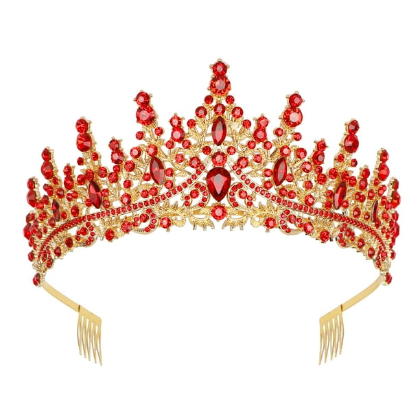DZRYBNXF Queen Crystal Crown Red Tiaras And Crowns Gold Rhinestone