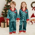 thumbnail image 7 of Matching Christmas Pjs for Family Silk Satin Holiday Matching Pajamas Sets Long Sleeve Button Down Comfy Loungewear Sets, 7 of 7