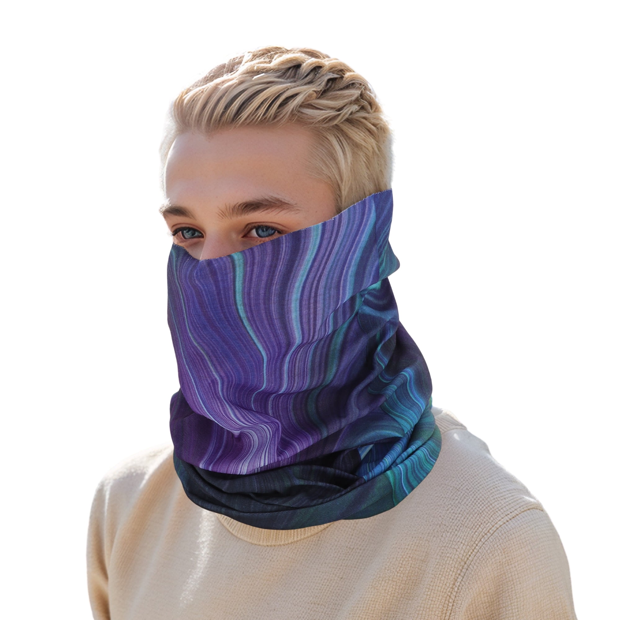 Unique Bargains Windproof Face Scarf Masks 1 Pc Purple, Deep Green