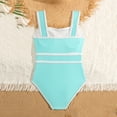 thumbnail image 4 of DxhmoneyHX Girls Tankini Swimsuit Color Block Elastic Waist One-Piece Bathing Suit Comfy Stretchy Casual Full Coverage Summer Swimwear for Teen Girl, 4 of 9