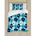 thumbnail image 1 of Aqua Twin Size Duvet Cover Set, Artistic Spring Flowers on Blue Backdrop Ditsy Style Nature Inspired Simplistic Blooms, Decorative 2 Piece Bedding Set with 1 Pillow Sham, Multicolor, by Ambesonne, 1 of 3