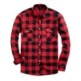 thumbnail image 7 of Dresfit Men's Button Down Shirts Plaid Flannel Shirt 2026 Fleece Color Block Long Sleeve Tops Summer Regular Fit Lightweight Dress Formal Shirt Red M, 7 of 7