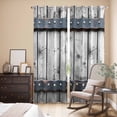 thumbnail image 3 of Grey Wood Grain Kitchen Curtains 96 Inch Length, Country Vintage Barn Door Rustic Lodge Grommet Top Bedroom Living Room Curtains, Light Filtering Cafe Curtain Drapes 2 Panels Set 104''x96'', 3 of 9