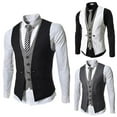 thumbnail image 3 of Bcfgryg Men's Autumn And Winter New Trend Stitching Two Piece Casual Vest Vest Men's Jacket White XL, 3 of 3