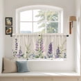 thumbnail image 3 of Purple Lavender Tier Curtains, Botanical Blossom Motif Leaves Spring Light Filtering Kitchen Curtains, 2Pcs Rod Pocket Half Window Treatments Panels for Sink Cafe Cabinet Camper 27.5x24 Inches, 3 of 9