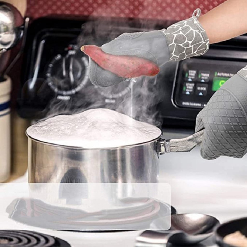 WINDLAND Heat Resistant Silicone Oven Gloves Durable Oven Mitts Comfortable Pots Holder Suitable for Kitchen Cooking Grilling