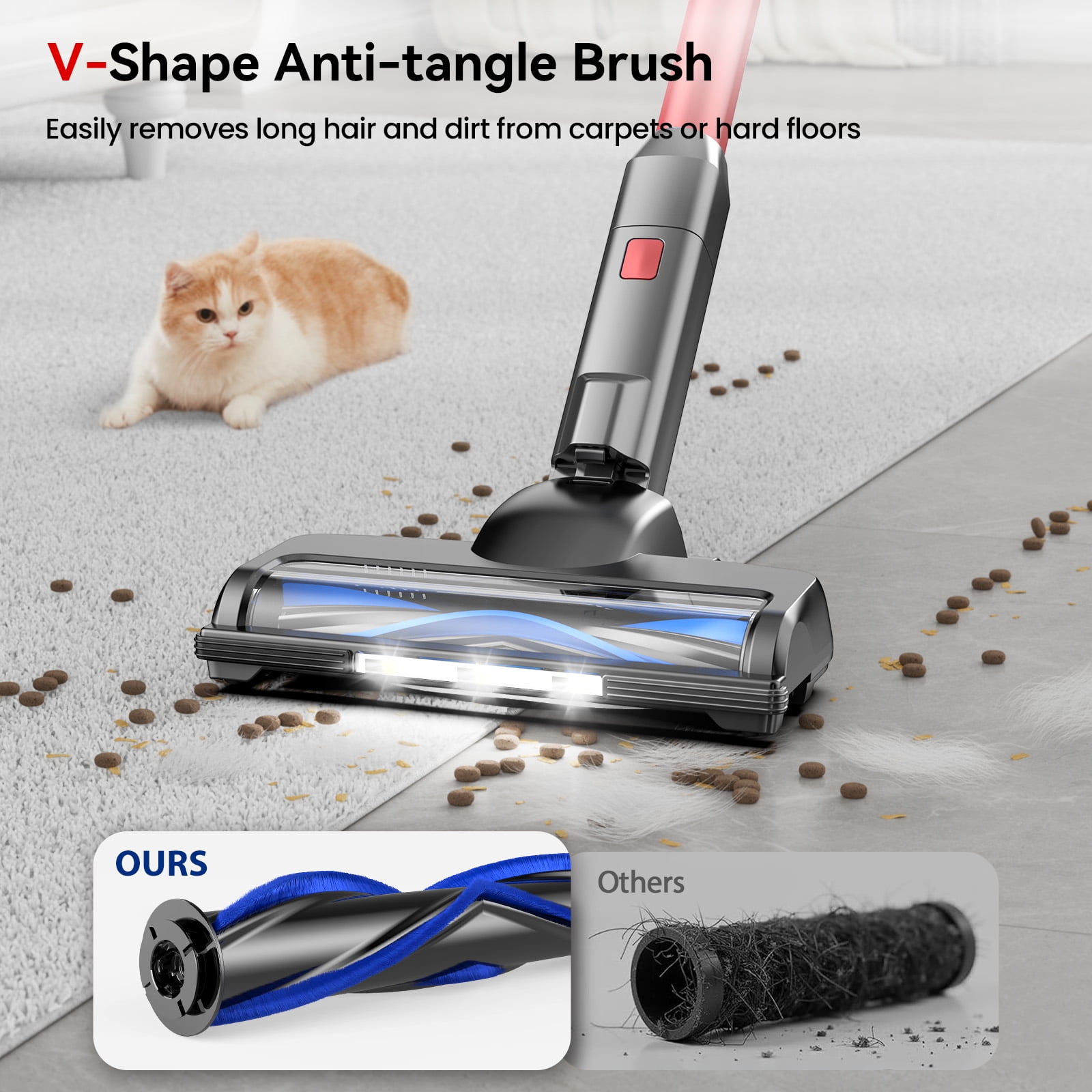 Lazyswan FABULETTA Cordless Vacuum Cleaner, 35KPa Powerful Suction, 50min Runtime, Self-Standing, Lightweight 3.5lbs, HEPA Filtration, for Pet Hair/Hardwood Floor/Carpet