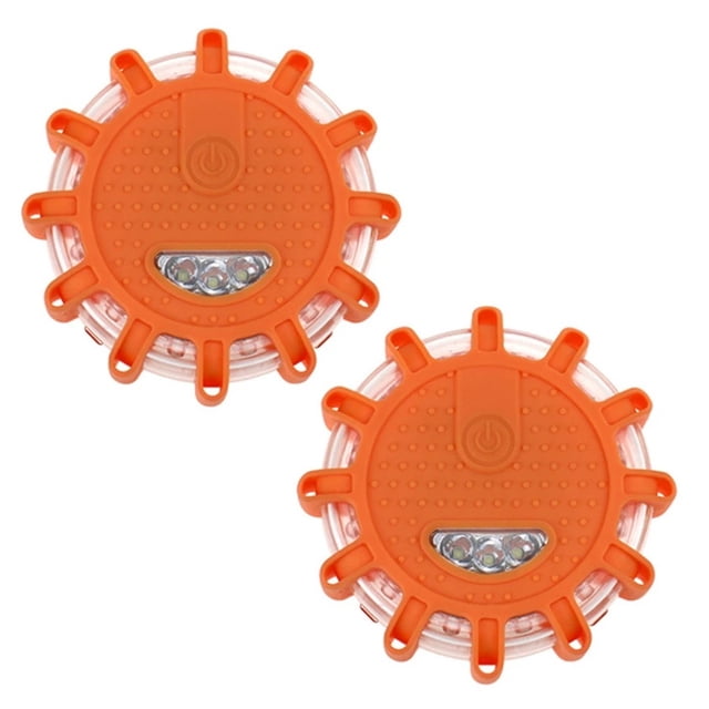 Linterna LED naranja, baliza de luz de señal LED de 2 piezas, luz de advertencia de emergencia, iluminación de emergencia con base magnética y 9 modos de parpadeo para automóvil, camión