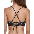 thumbnail image 5 of RELLECIGA Women's Black Polka Dot Strappy Longline Triangle Bikini Top Size Large, 5 of 8