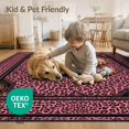 thumbnail image 4 of ODIKA Pink Leopard Print Symmetrical Repeat Contrasting Border Flannel Non-Slip Chair-Friendly for Home Office, Gaming Room, Under Desk, 4 of 7