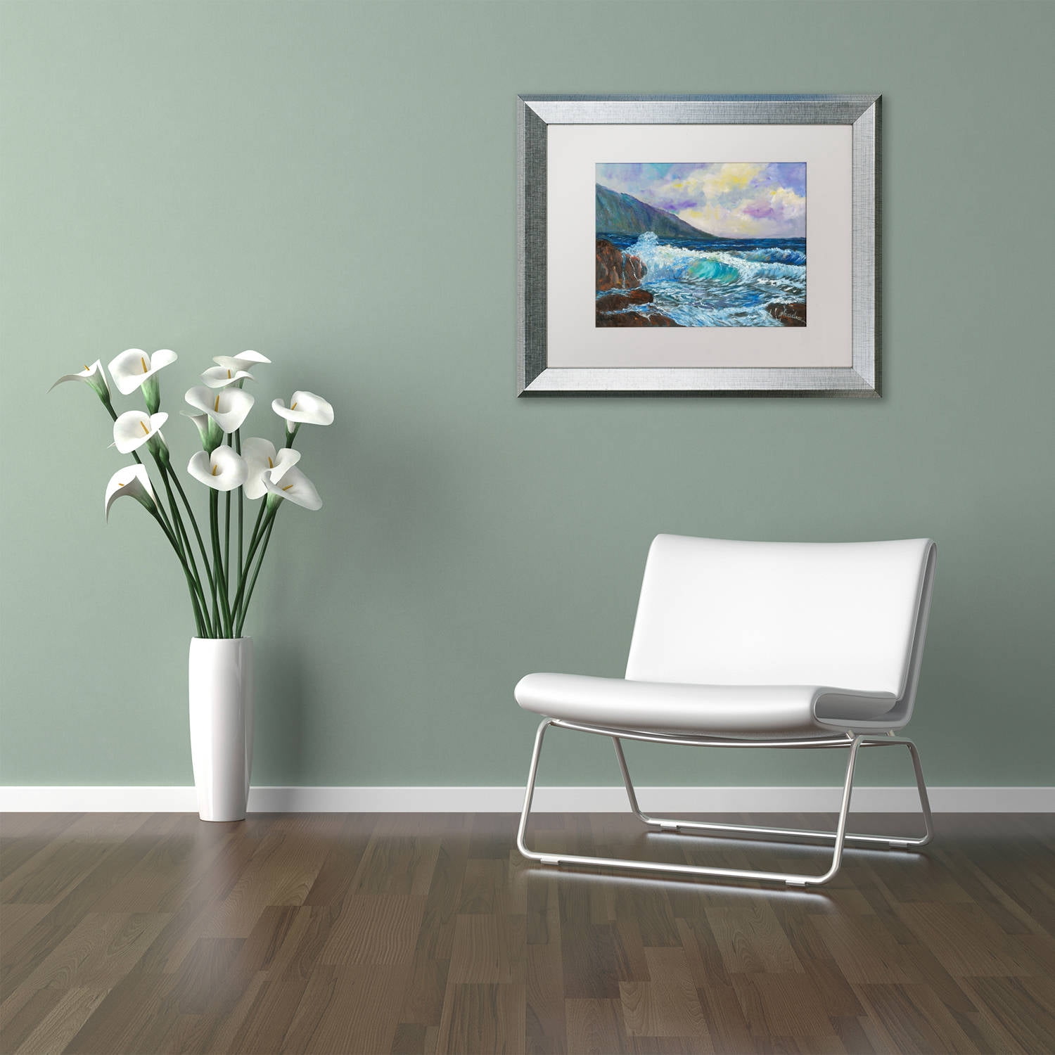 Trademark Fine Art "Maui's Enchanting Seas" Canvas Art by Manor Shadian, White Matte, Silver Frame
