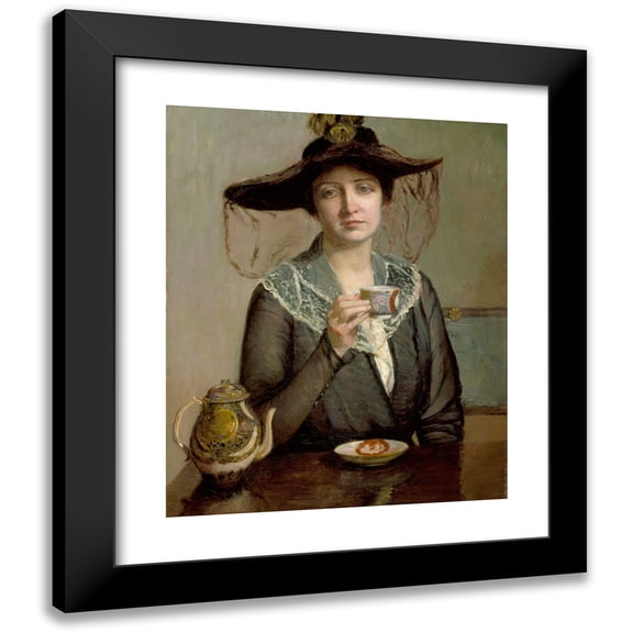 Lilla Cabot Perry 12x14 Black Modern Framed Museum Art Print Titled - A Cup of Tea