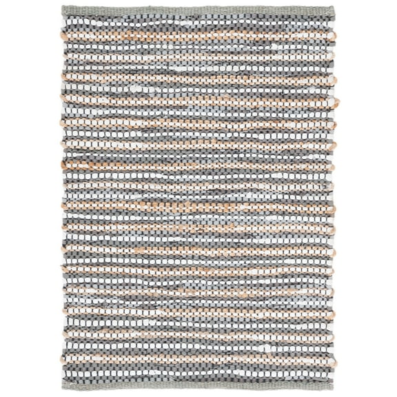 SAFAVIEH Vintage Leather Augustin Striped Area Rug, Grey/Ivory, 3' x 5'