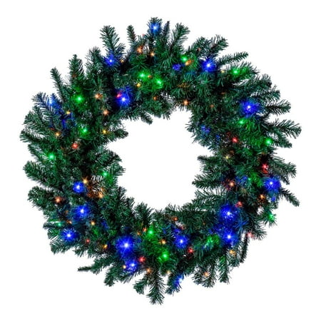 Sequoia Fir Wreath, LED  sequoia fir wreath 48”, 140 bulbs. multi color. 