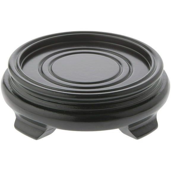 Plymor Black Round Wood Veneer Footed Display Base, 4.75" W x 4.75" D x 1.25" H (3.5" Display Diameter)