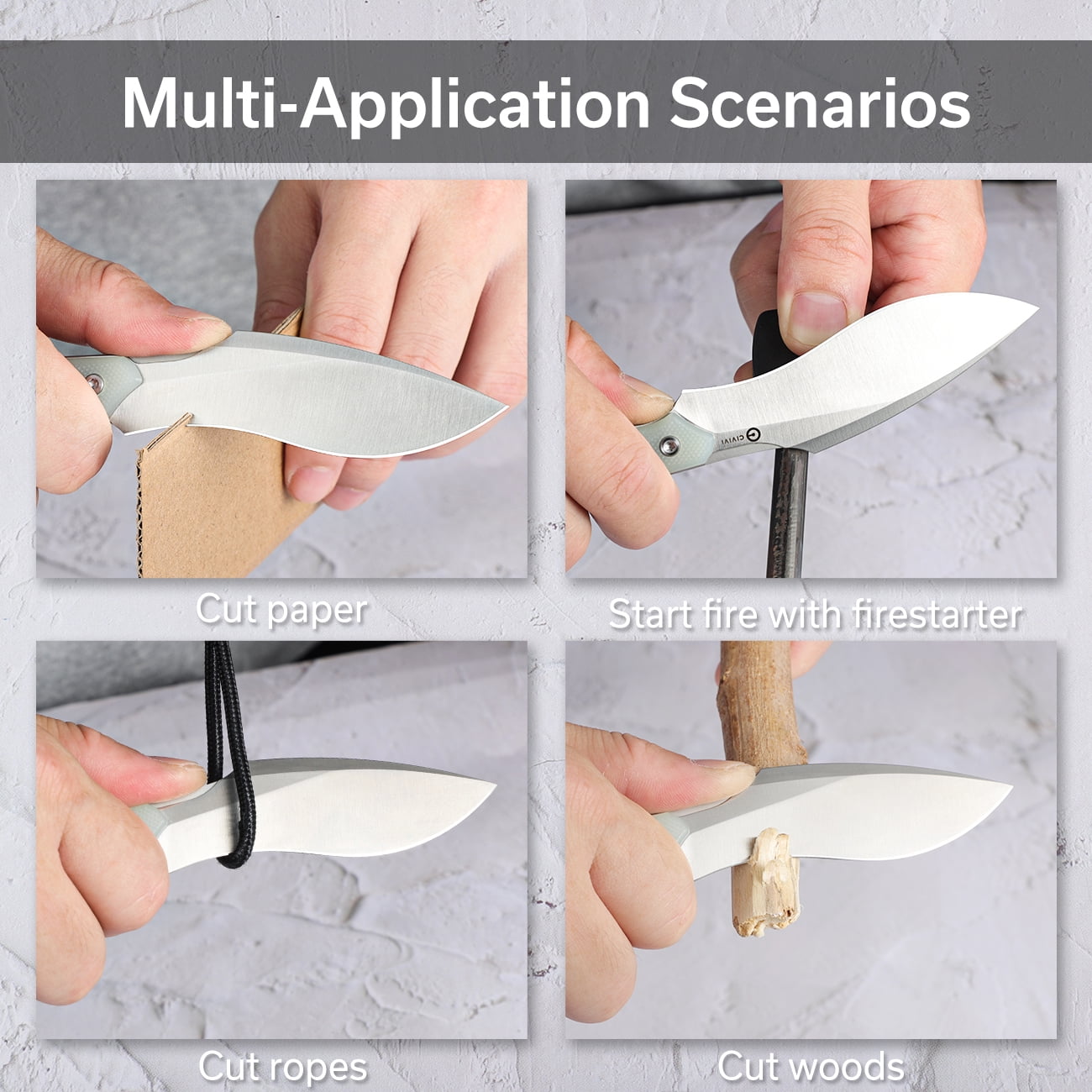 CIVIVI Vaquita II Mini Kuri Knife with a Kydex sheath and a Chain C047C-2