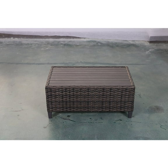 Barbados Two-Tone Dark Gray/Light Gray Wicker Coffee Table