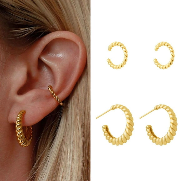 Earring Set Alloy Coil Earrings Hong Kong Style Pure Copper Ear Bone Clip Personality Combination Earrings for Women