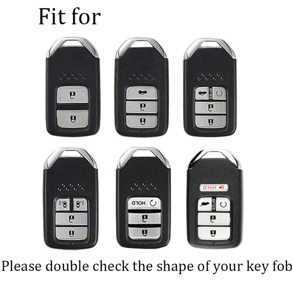 Key Fob Cover Fit for Honda Accord Civic CR-V CRV Remote Key Case Holder Shell Metal Leather Key Protection with Keychain
