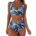 thumbnail image 1 of Gibobby Conjunto de Bikini Traje de baño de talle para mujer Sexy Split Wrap Cup Polka Dot Printed Bikini(Amarillo,M), 1 of 5