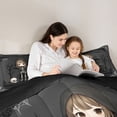 thumbnail image 4 of Manfei Halloween Gothic Skeleton Full Size Comforter Sets 3-Piece, Festival Spooky Black Cat Bedding Comforter Set, Gray Black White,Black Reversible,1 Comforter and 2 Pillowcases, 4 of 6