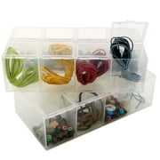 Set of 2 Storage Containers - Organize Storage Beads Crafts Small Items 8 Compartments Impact Resistant