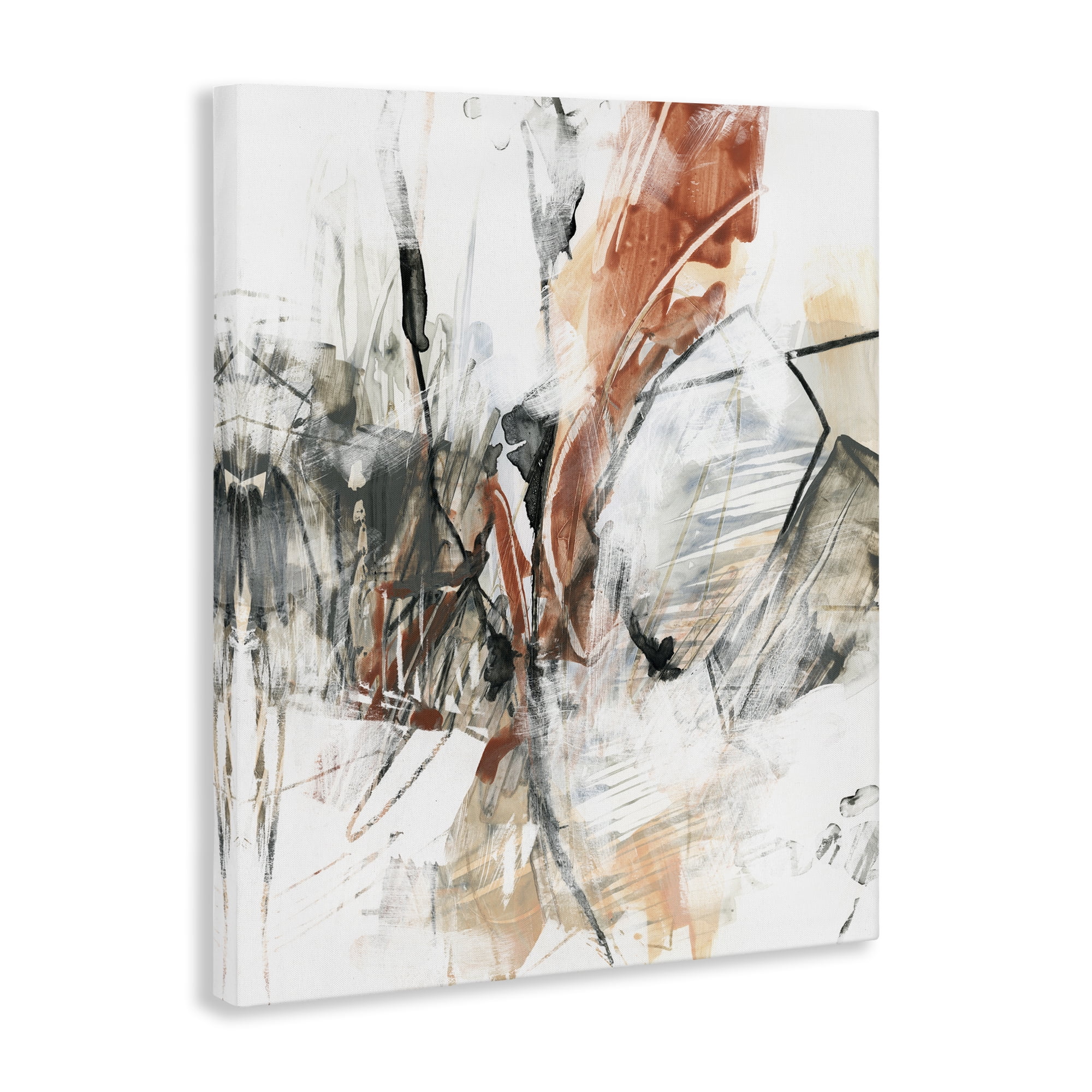 Stupell Industries Chaotic Terracotta & Grey Abstract Painting Wrapped Canvas Art Print Wall Art, 24 x 30