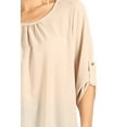 thumbnail image 5 of Women's Casual Round Neck Top Blouse with Roll Tab Sleeve, 5 of 6