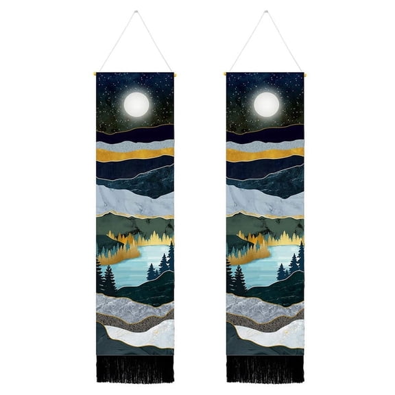 2Set Narrow Tapestry Wall Hanging Long Landscape Painting Nature for Home Bedroom Vertical