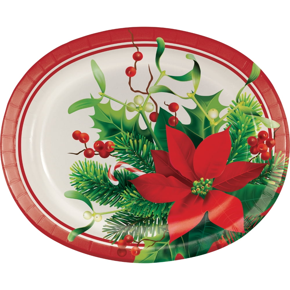 Oval Christmas Paper Plates 