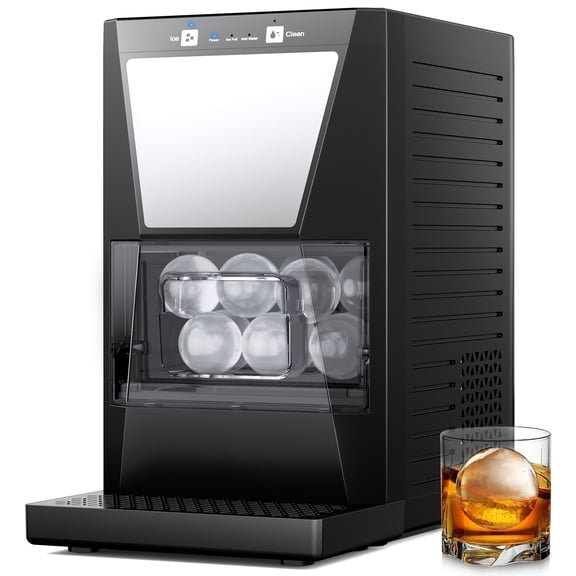 Joreek Clear Ice Ball Maker Countertop, 40Pcs/day, 2Pcs Ready in 60Mins, Self-Cleaning, Sphere Ice Maker Machine with Self-Cleaning for Whiskey/Brandy/Rum