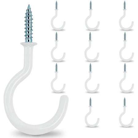 

2.9 Large Ceiling Hooks 12 Pcs Heavy Duty Screw-in Wall Hooks Vinyl Coated Sturdy Screw Cup Hook for Hanging Plants Mugs Wind Chimes Utensils (Easy to Install)