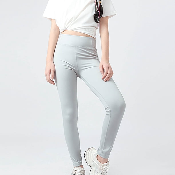 Odeerbi 5-14 Años Niñas Yoga Leggings Entrenamiento Baile Atlético Pantalones Deportivos Color Sólido Cintura Alta Medias Elásticas
