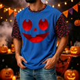 thumbnail image 4 of Fabrcox S-4XL Halloween T&nbsp;shirts for Man Funny Ghost Pumpkin Cat Mens T Shirts Graphic Fall Winter Festival Corduroy Raglan Mens Shirts Short Sleeve Blue S, 4 of 7