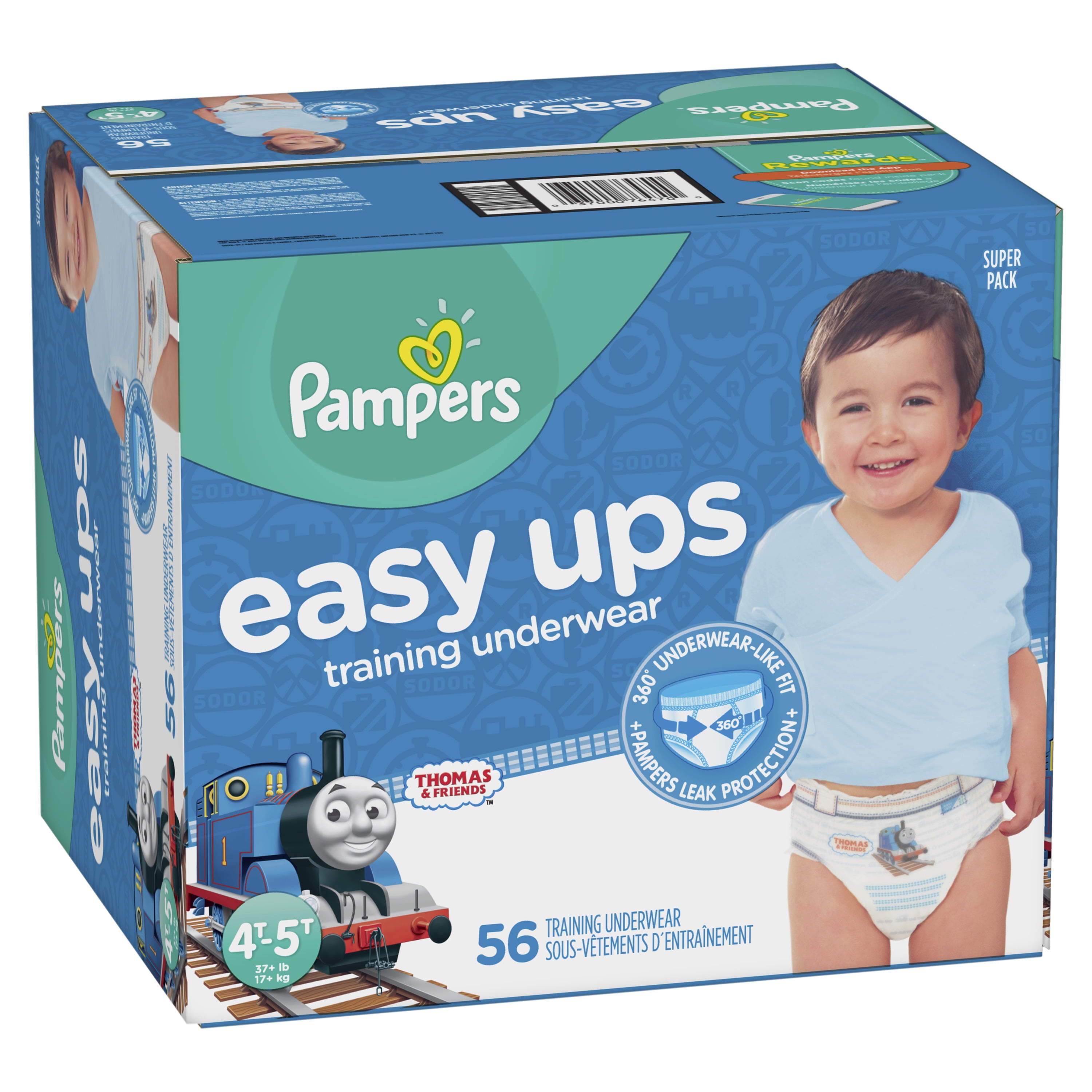 Pampers Easy Ups 4T-5T Boys Training Underwear 37+ lbs - 56 ct box