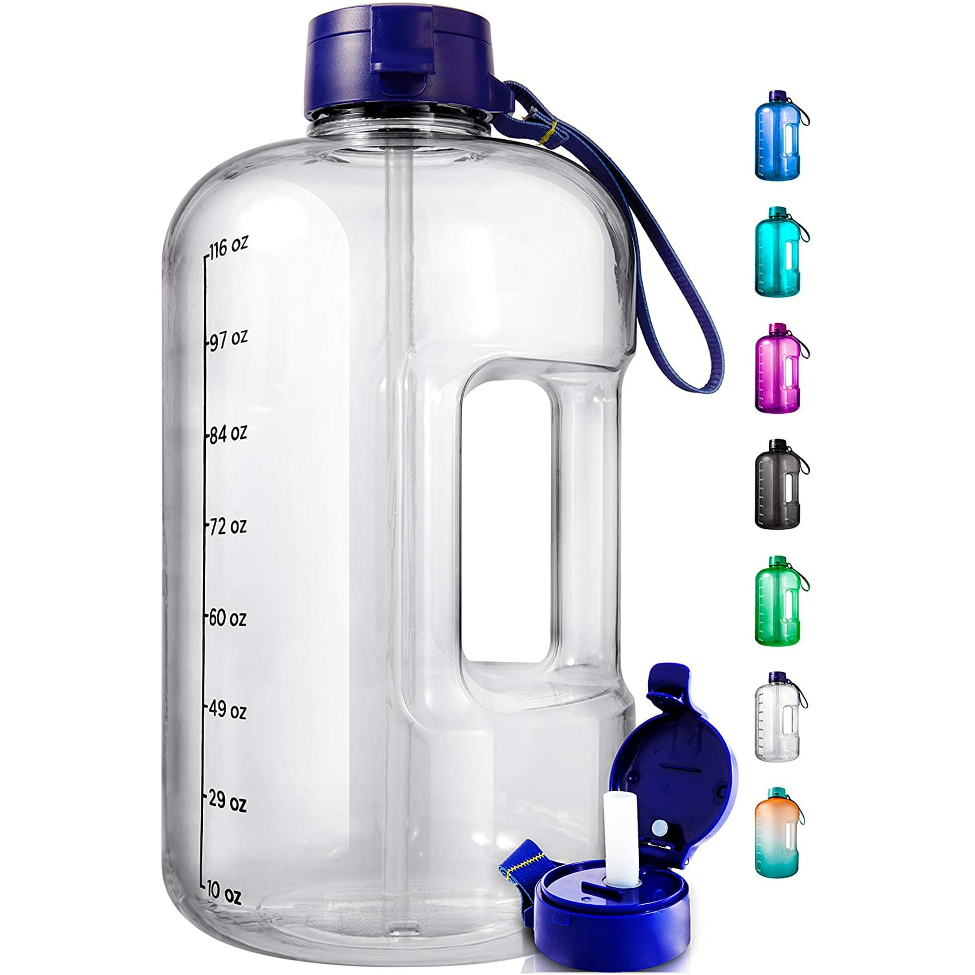 AQUAFIT - Water Bottle with Straw - Motivational Water Bottle, Big Water  Bottle with Time Marker - 1 Gallon, Green