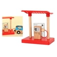 thumbnail image 6 of Wooden Train Set for Station Platform, Crossroad Raised Bridge And Gas Wood Toy Train for 3,4,5 Year Old Boys And Girls, 6 of 9