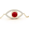 thumbnail image 2 of Angara Natural Bezel-Set 1.4 ct Ruby and Diamond Evil Eye Bracelet for Women in 14K Yellow Gold – July Birthstone Jewelry | Round Ruby Bracelet, 2 of 8
