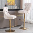 thumbnail image 4 of JESTOP Swivel Bar Stools Set of 2, Velvet Counter Height Bar Stools for Kitchen Island, Adjustable Bar Chairs Barstools, Tufted Back, Metal Base, 4 of 8