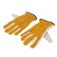 thumbnail image 4 of Guantes de cuero de vaca para jardín, guantes de cuero con dedos completos, resistentes al desgaste, a prueba de pinchazos, para jardinería, ApricotM, 4 of 10