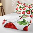 thumbnail image 4 of Erosebridal Watercolor Red Strawberry Twin Quilt Set for Girls, Green Fresh Leaf Print Twin Coverlet Set, 2pcs, 4 of 7