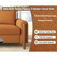 thumbnail image 3 of 83.86" 3-Seater Sofa, Curved Armrest with Integrated Solid Wood Legs, Teddy Velvet Fabric, High Weight Capacity (250 lbs/seat), Durable Solid Wood Frame,Orange, 3 of 3