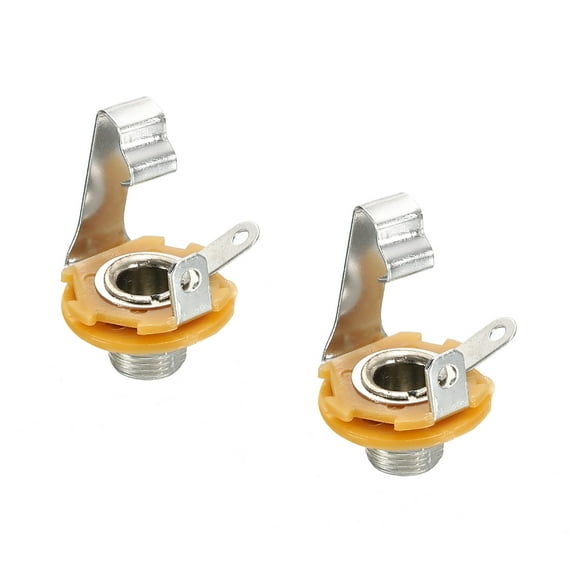 Guitar Input Jack 1/4" Stereo Jack Mono Panel Mount Socket Silver for Guitar Bass Speakers Footswitch 2 Pack